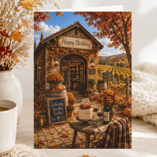Wine Lover October Autumn Birthday Card