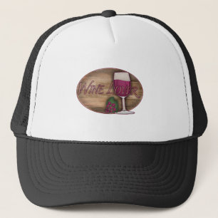 Wine Lover on Wood Oval Trucker Hat