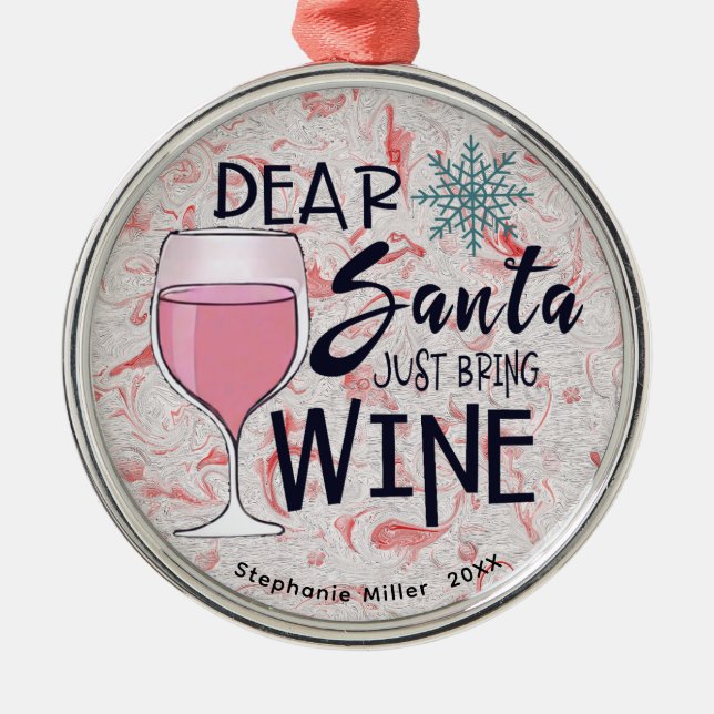 Wine Lover Ornament - Custom Name Christmas (Front)