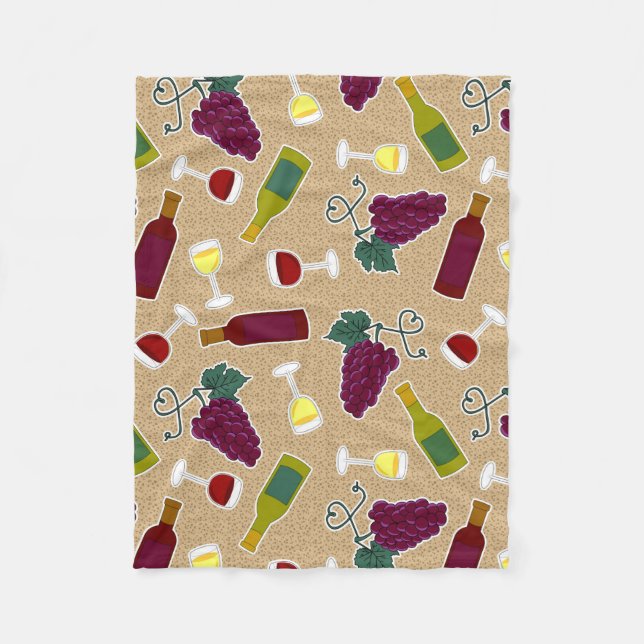 Wine Lover Pattern Fleece Blanket (Front)