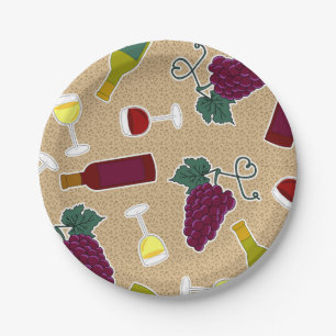 Wine Lover Pattern Paper Plates