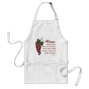 Wine Lover Red Grapes on the Vine with Quote Adult Apron