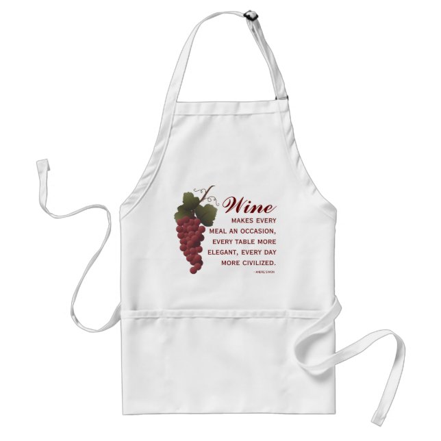 Wine Lover Red Grapes on the Vine with Quote Adult Apron (Front)