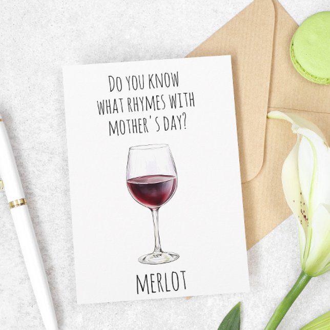 Wine Lover Red Mother's day Merlot Card (Creator Uploaded)