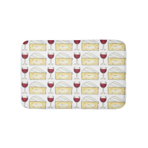 Wine Lover Red Wine Glass Brie Cheese Winery Bathroom Mat