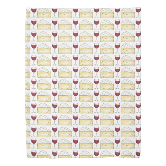 Wine Lover Red Wine Glass Brie Cheese Winery Duvet Cover (Front)