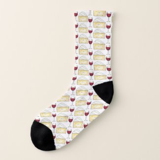 Wine Lover Red Wine Glass Brie Cheese Winery Socks Unisex sizing, Great Gift for a wine lover, other styles & colors avlbl