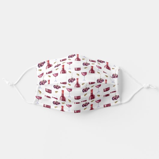 Wine Lover Red Wine Pattern Adult Cloth Face Mask (Front, Unfolded)