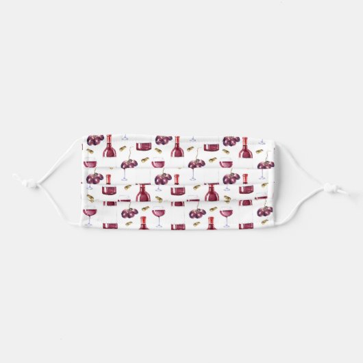Wine Lover Red Wine Pattern Adult Cloth Face Mask (Front, Folded)