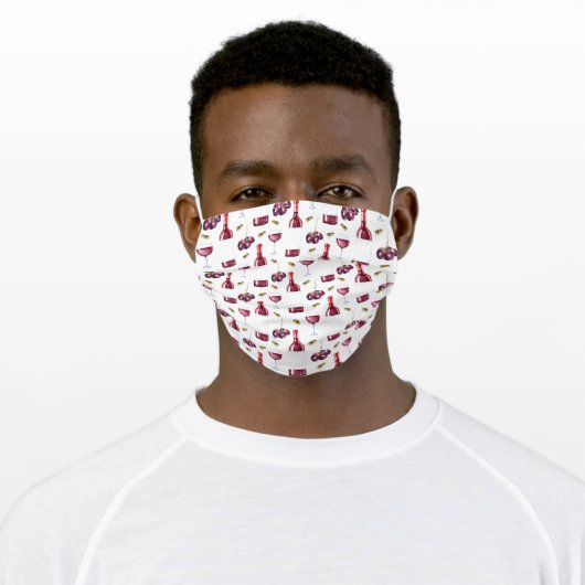 Wine Lover Red Wine Pattern Adult Cloth Face Mask (Worn)