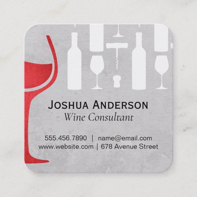 Wine Lover Square Business Card (Front)