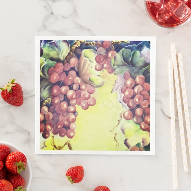 Wine Lover Vine & Vintage Grapes Napkins (Insitu)