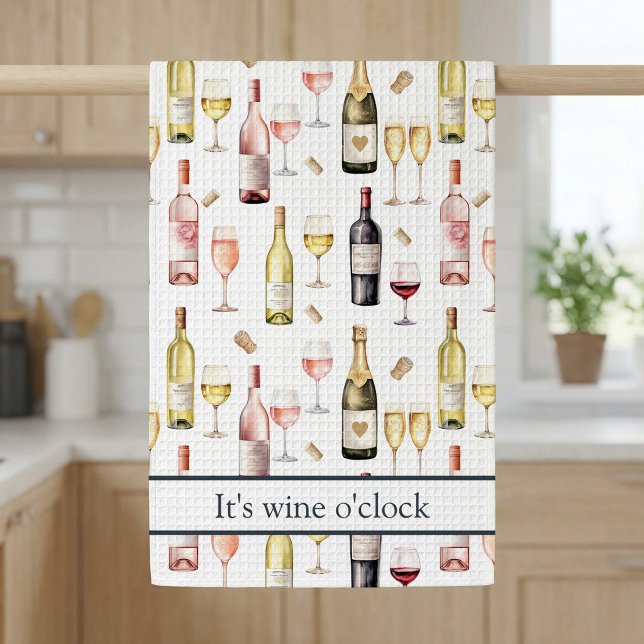 Wine Lover Wine o'clock  Kitchen Towel (Wine Lover Kitchen Towel)