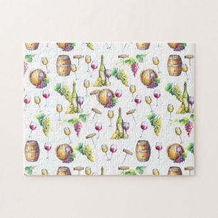 Wine Lover winery White Red Glasses Jigsaw Puzzle