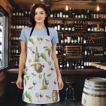 Wine Lover Winery White Red  Pattern Apron<br><div class="desc">This design may be personalized by choosing the customize option to add text or make other changes. If this product has the option to transfer the design to another item, please make sure to adjust the design to fit if needed. Contact me at colorflowcreations@gmail.com if you wish to have this...</div>