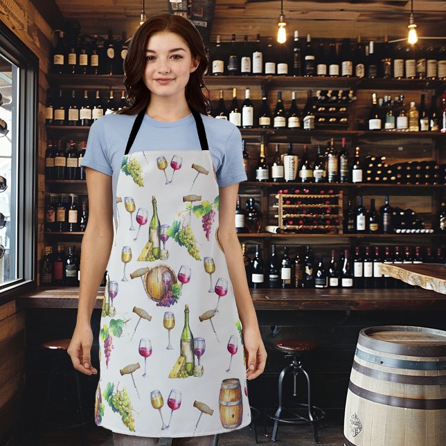Wine Lover Winery White Red  Pattern Apron (Creator Uploaded)