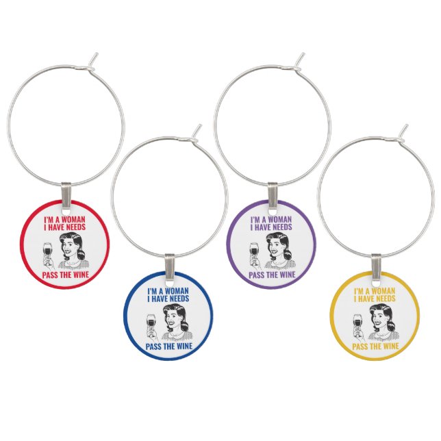 Wine Lover Women Wine Charm (Staggered)