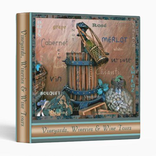 Wine Lovers Bold Turquoise  Rust Photo Binder