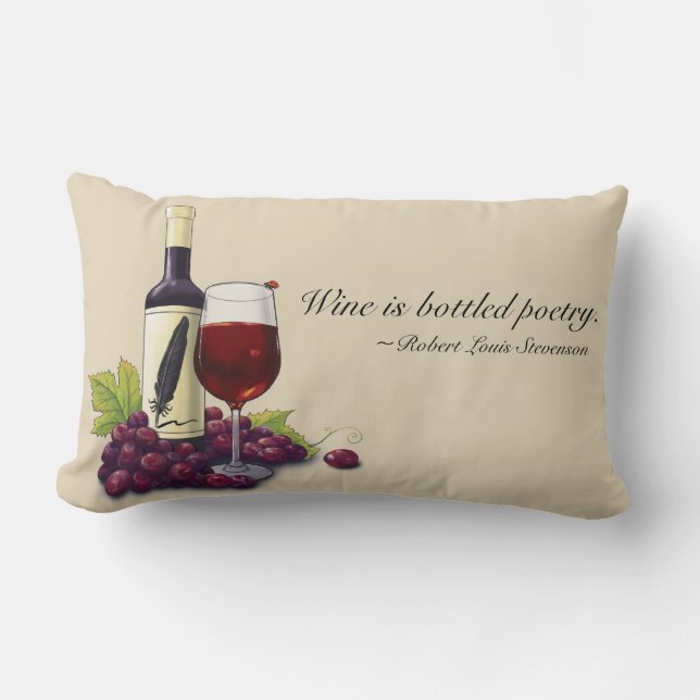 Wine Lover's Bottled Poetry Pillow (Front)
