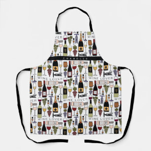 Wine Lovers Bottles, Glasses & Accessories Pattern Apron