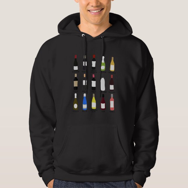 Wine Lovers Bottles of Wine Identification Graphic Hoodie (Front)