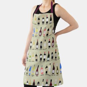 Wine Lovers Bottles with Names Patterned Apron