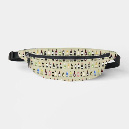 Wine Lovers Bottles with Names Patterned Fanny Pack