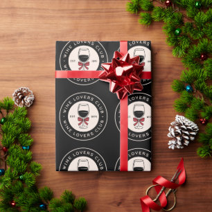 Wine lovers club black wrapping paper