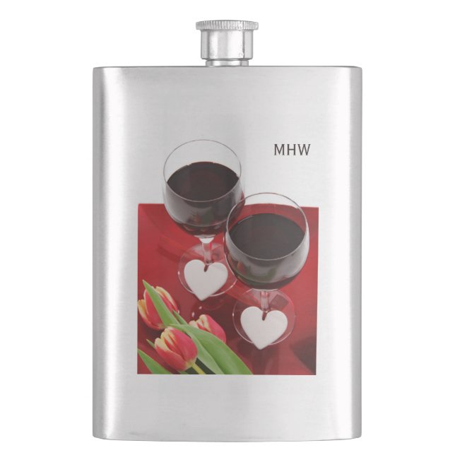 Wine Lovers' custom monogram flask (Front)