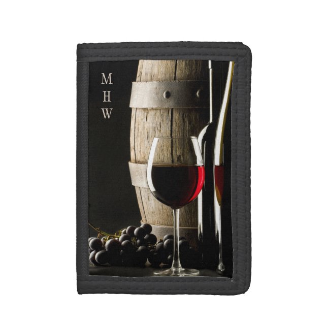 Wine Lover's custom monogram wallets (Front Vertical)