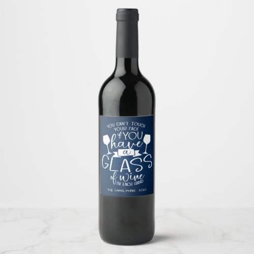 Wine Lovers Funny 2020 Covid Christmas Blue Wood Wine Label