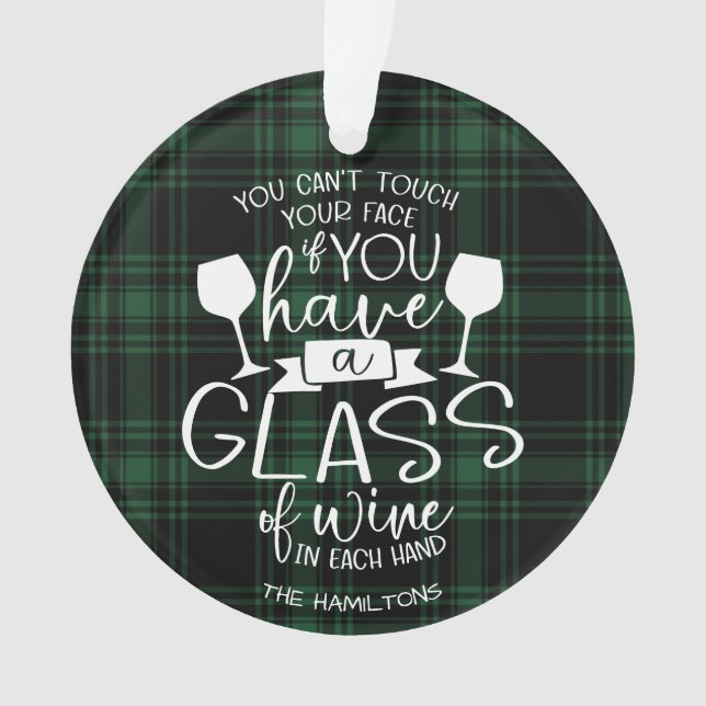 Wine Lovers Gift Funny 2020 Covid Christmas Green Ornament (Front)