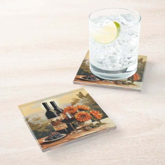 Wine Lover's Glass Coaster (Angled)