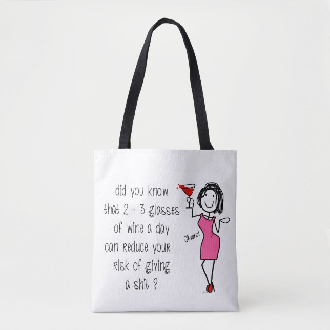 Wine Lovers Glass of Wine Cheers Bag (Front)