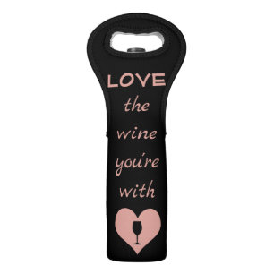 Wine Lovers Quote Typography Pink and Black Bag
