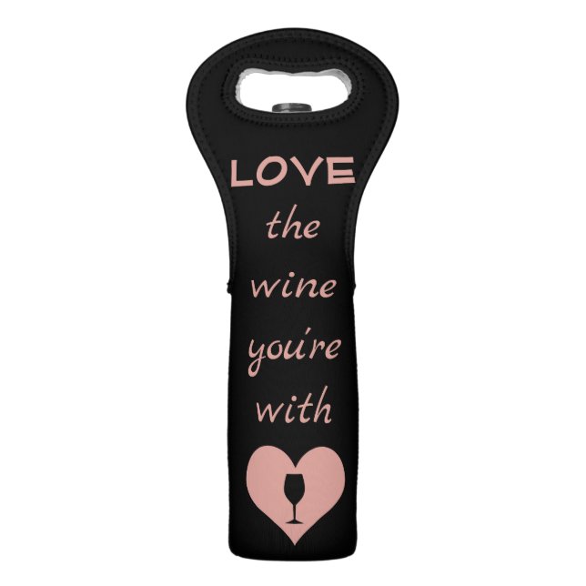 Wine Lovers Quote Typography Pink and Black Bag (Front)