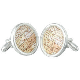 Wine Lovers Rustic Burnt Typography on Barn Board Cufflinks
