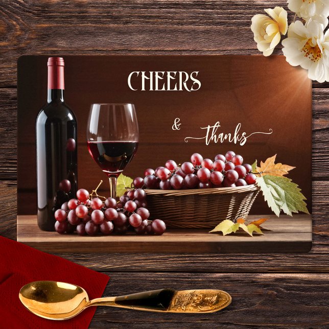 Wine Lovers Thanks  Placemat (Placemat featuring wine and grapes. A beautiful simple design for a Thanksgiving dinner or any day)