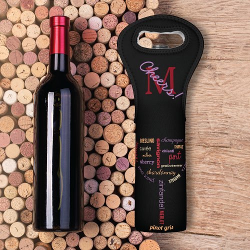 Wine Lovers Typography Monogram Wine Bag
