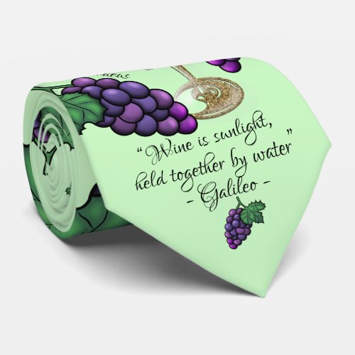Wine Lovers Words to Drink By _ Lt Green Neck Tie