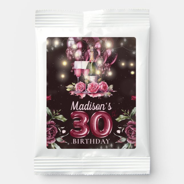 Wine Luxury 30th Birthday Personalized  Margarita Drink Mix (Front)