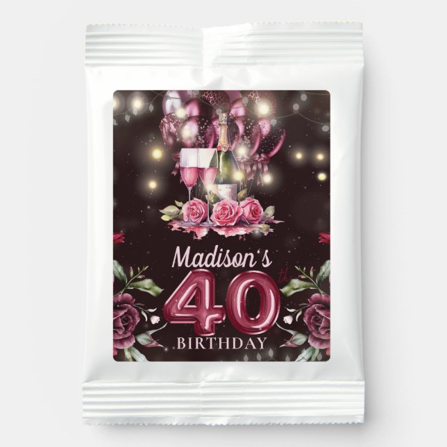 Wine Luxury 40th Birthday Personalized  Margarita Drink Mix (Front)