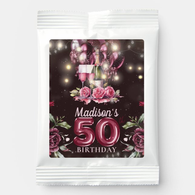 Wine Luxury 50th Birthday Personalized  Margarita Drink Mix (Front)