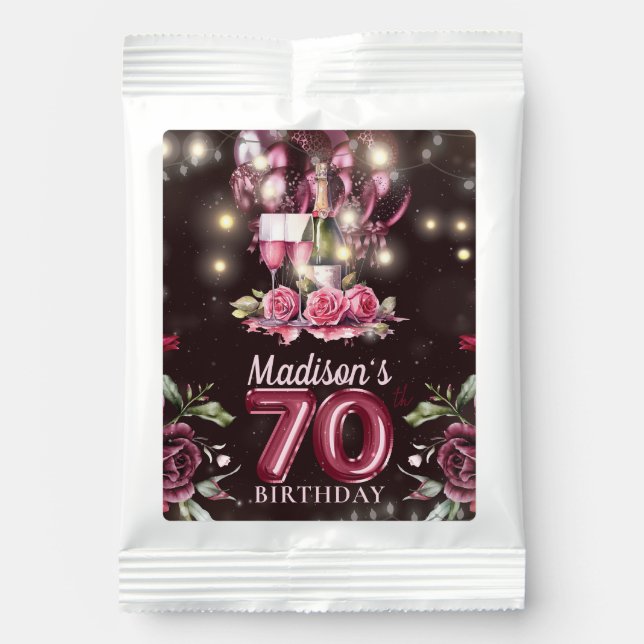 Wine Luxury 70th Birthday Personalized  Margarita Drink Mix (Front)