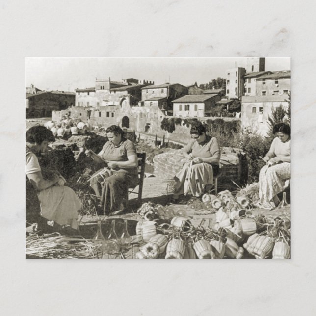 Wine making Chianti bottle covers Postcard (Front)