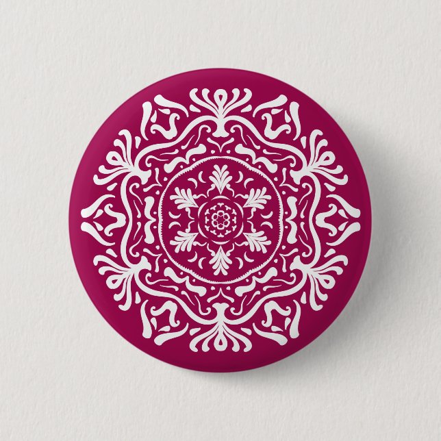 Wine Mandala Pinback Button (Front)