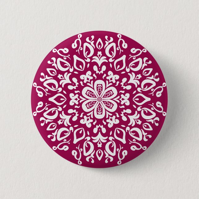 Wine Mandala Pinback Button (Front)