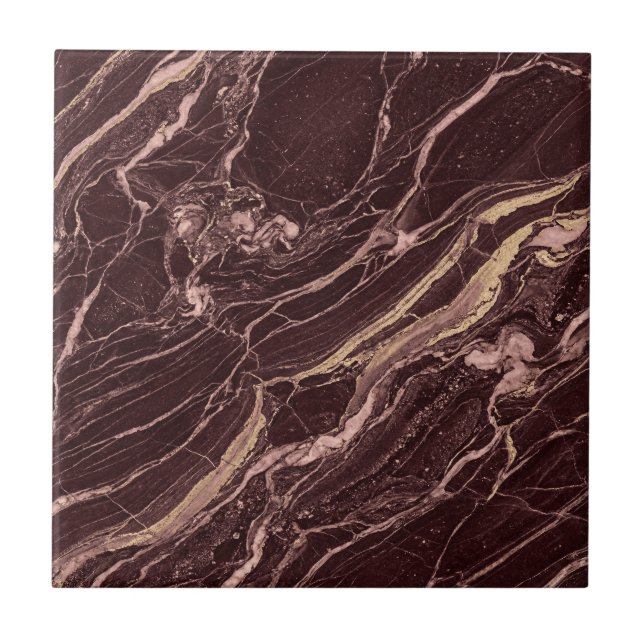 Wine Marble Bold Contemporary Design Style Ceramic Tile (Front)