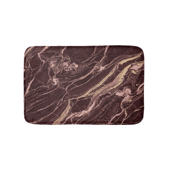 Wine Marble Pattern Refined Contemporary Design Bath Mat (Front)
