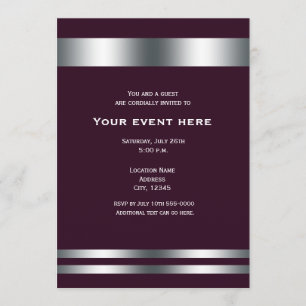 Wine Maroon & Silver Elegant Dinner Party Event Invitation